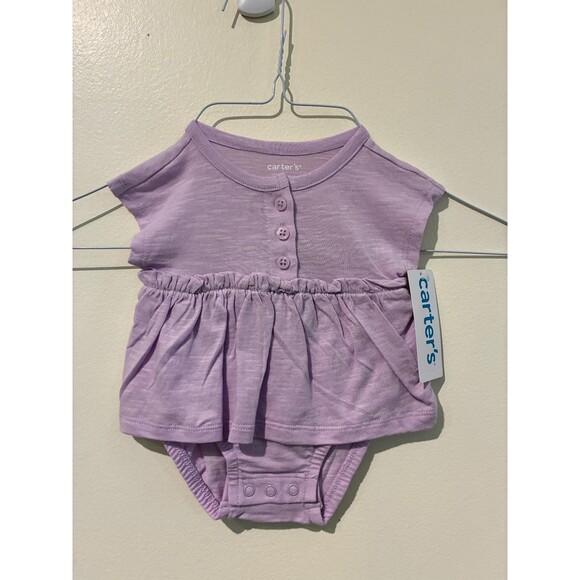 **4 for $20** NWT Carter's Short-Sleeve Purple Bodysuit - Newborn (NB) - Picture 1 of 4